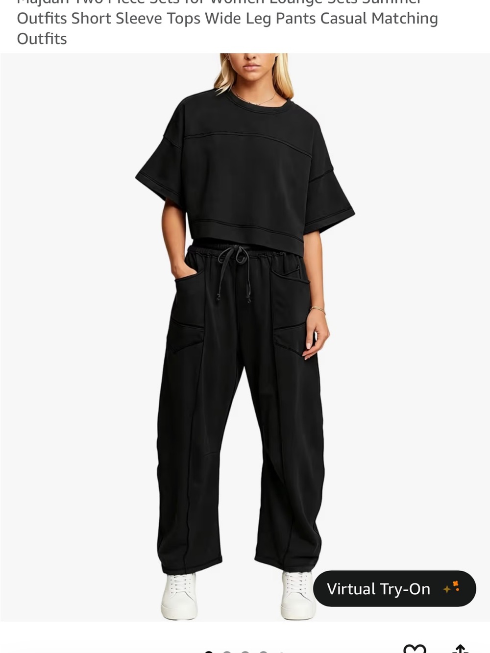 Women's Black Drawstring Wide-Leg Pants - Casual Lounge
